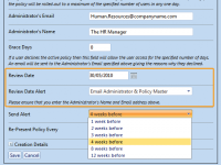 Review dates and automatic alerts can be set